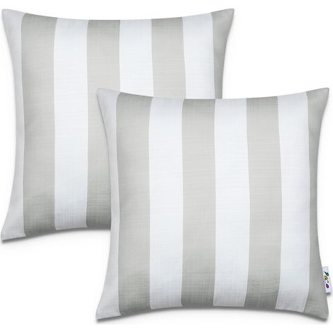 Paco Home Juego 2 Fundas Cojín 45x45 Decorativo Rayas Interior Exterior Decoración Grigio 1, 2pcs-Set