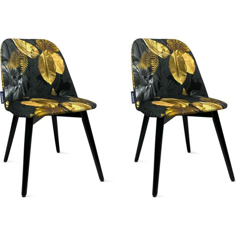 KONSIMO BAKERI Esszimmerstuhle (2-tlg), schwarz / gold (1/4)