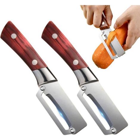 Éplucheuse Multifonctionnelle - Lame Acier Inoxydable - Poignée Large Ergonomique - Pour Canne À Sucre Courge Melon Pommes De Terre - Lot De 2 (1/4)