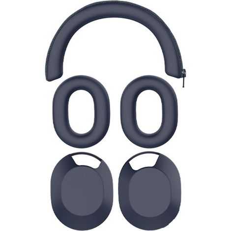 Étui pour casque audio WH-1000XM5, bleu foncé, avec coques de protection pour oreillettes et arceau. (1/5)