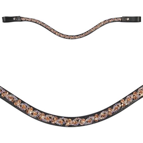 cob, ambra: Frontalino in cuoio con brillanti decorativi modello Starlight