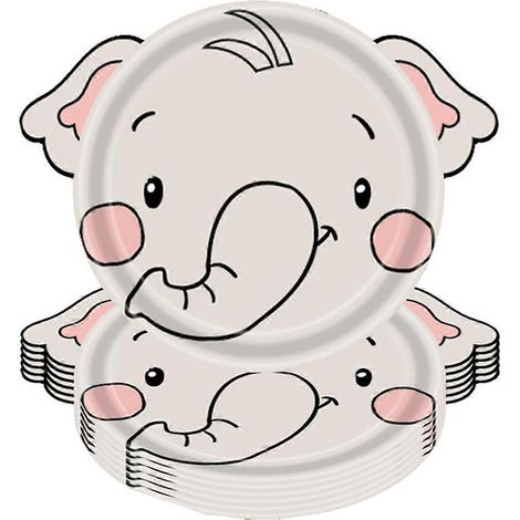 Pappteller- und Besteckset mit Dschungeltiermotiv, Elefant