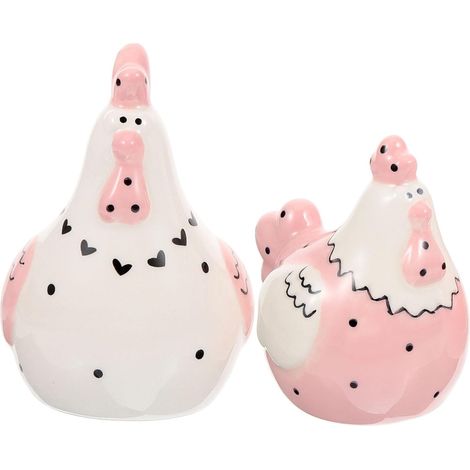 Lot de deux salières et poivrières en céramique en forme de poule, flacons à épices originaux en forme de poule, contenants à épices uniques, rangement pour épices de cuisine (1/5)