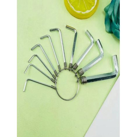 10-teiliges Mini-Sechskantschlüssel-Set mit Schlüsselanhänger, tragbares L-förmiges Sechskantschraubendreher-Werkzeugset, geeignet für Fahrrad- und Möbelreparaturen.
