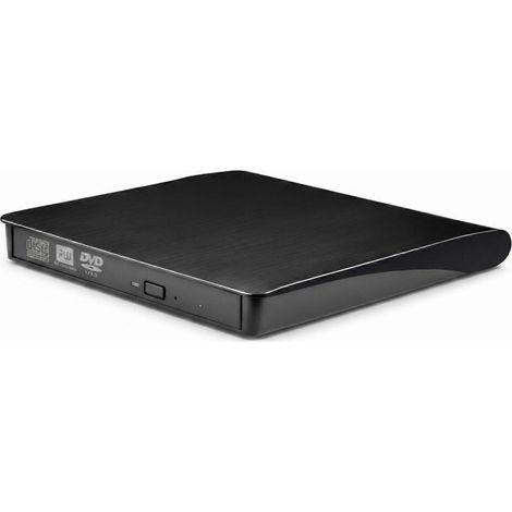 Lecteur/graveur CD/DVD à chargement par fente avec voyant d'activité USB et boîtier en métal brossé (1/5)