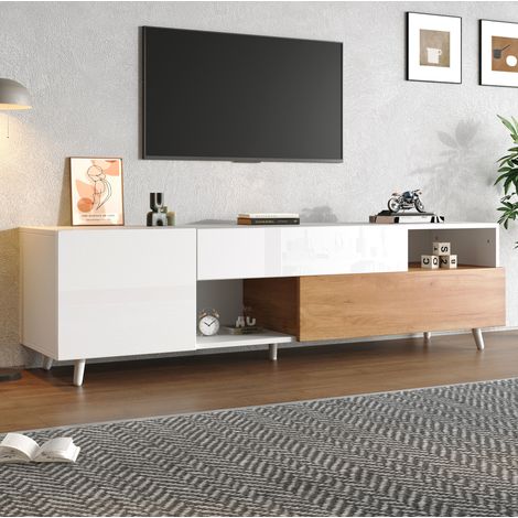 mobile tv 180x38x50 cm contenitore lucido bianco OKMYHOME (1/5)