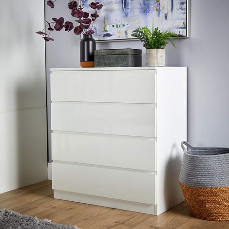 White Chest 4 Drawers Spacious Bedroom Furniture Storage Unit Modern Organiser (1/5)