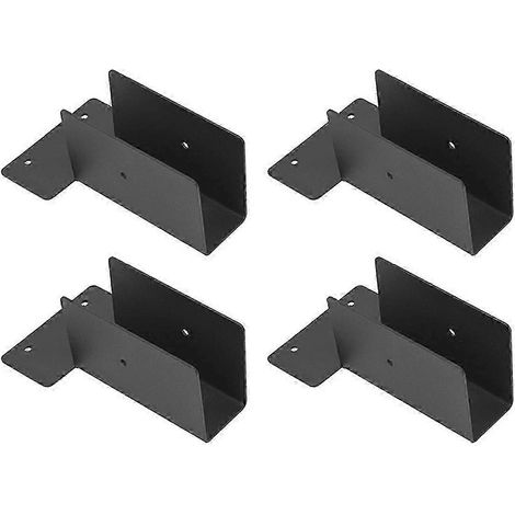 Support de fixation pour pergola extérieure, support de solive, connecteur de fixation pour rambarde de terrasse pour poutres 2x4 ou 2x6 (noir) - Lot de 4 JN (1/5)