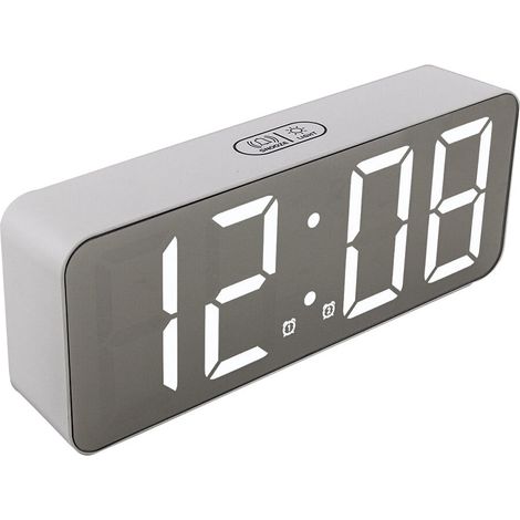 Réveil Numérique - Surface Miroir - Affichage LED - Veilleuse - Pour Chambre À Coucher - 1 Pièce (1/5)