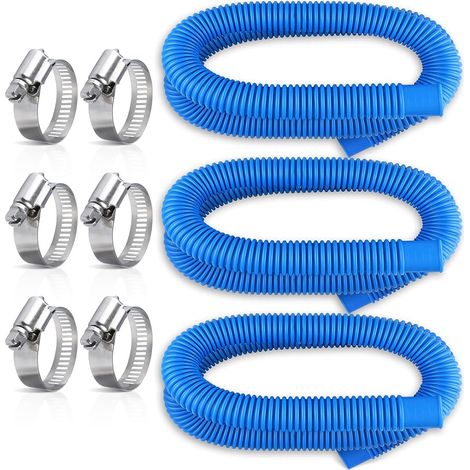 Lot de 3 tuyaux de pompe de piscine de 3,2 cm de diamètre avec colliers de serrage (1/5)