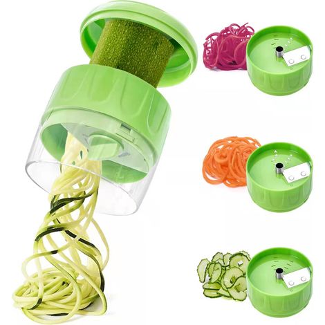 Espiralizador portátil para verduras, espiralizador 4 en 1, espiralizador manual multifuncional para calabacín, zanahorias, tagliatelle y pepinos