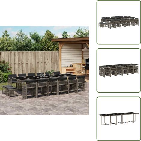 Ensemble à manger de jardin 17 pcs et coussins résine tressée - Salon De Jardin - Meuble De Jardin - Set De Jardin - Résine Tressée - Mobilier D'extérieur (1/5)