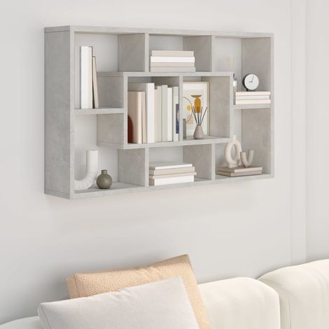 vidaXL Mensola a Muro Grigio Cemento 85x16x52,5cm in Legno Multistrato