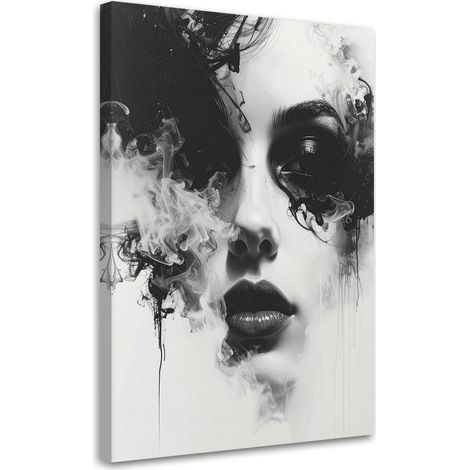 Quadro su tela, per soggiorno camera da letto Ritratto astratto di una donna in bianco e nero, 20x30 (1/5)