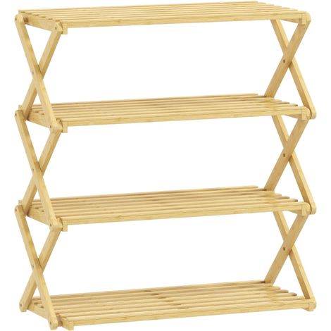 Estantería zapatero de bambú de 4 niveles 60 x 29 x 67 cm natural (1/5)