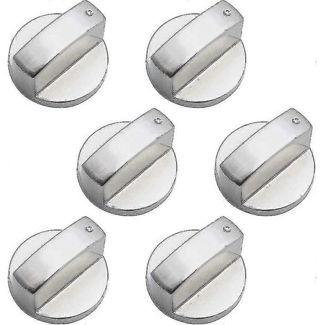 Set mit 6 universellen Metall-Bedienknöpfen für Gasherde (6 mm). Kompatibel mit Gasherden, Backöfen und Kochfeldern. (1/5)