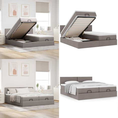Ottoman-Bett mit Matratzen Taupe 180x200 cm Stoff - Matratze - Taschenfederkern (1/5)