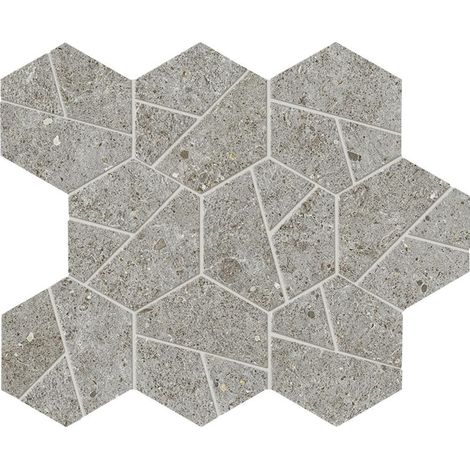 Mosaïque effet Pierre Calcaire Gris Cendré Hexa 28,5x25x0,9 cm Mat Domella - Sol et mur intérieur (vendu par carton de 0,428 m²) - RO'MA CARRELAGE