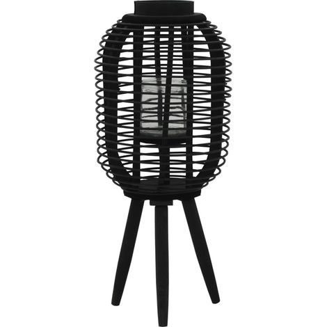 Bougeoir debout porte-bougie bambou noir décoration extérieur 27,5x37 cm DEC020013 (1/4)