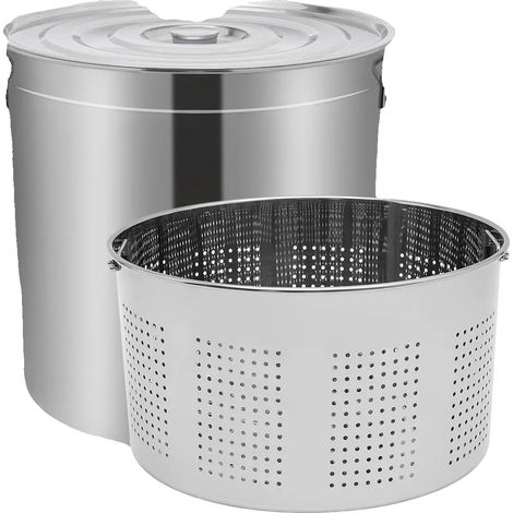 Marmite, Capacité de 100 Litres, Matériau en Acier Inoxydable 201, Poignées Rétractables, Finition Poli, Comprend un Panier Filtrant (1/5)