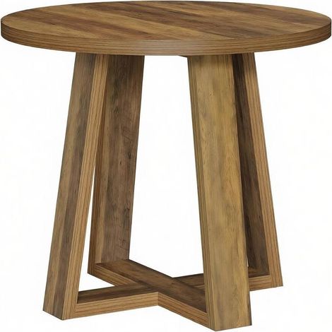 CHICFURN Tavolo rotondo 80 cm in MDF marrone, per ufficio, riunioni e piccoli spazi (1/5)