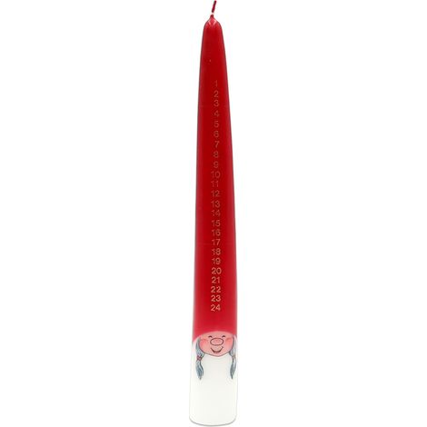 1 bougie de l'Avent XXL – Bougie calendrier en blanc – rouge comme lutin – H x Ø 36 x 4,5 cm. (1/2)