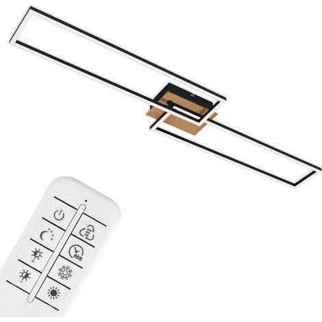 LED Deckenleuchte Dimmbar Fernbedienung CCT 40W Holz-schwarz Metall Briloner