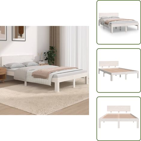 Letto con testiera - vidaXL Giroletto Bianco in Legno Massello 120x190 cm Small Double - Letto in pino