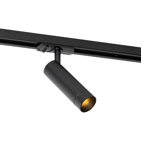 QAZQA jeana luxe - Système de rail spot luminaire plafond, plafonnier compatible pour led - 1 lumière - Ø 4 cm - Noir - Moderne - éclairage intérieur - Salon I Chambre I Cuisine I Salle à manger