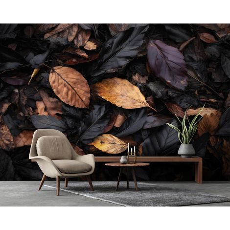 Fototapete Blätter Natur Schwarz, für Wohnzimmer und Schlafzimmer, 150 x 105 cm – Komplettset inkl. Kleister & Anleitung (1/5)