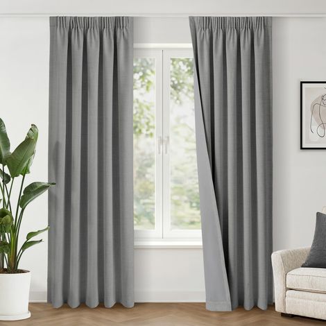 100% Rideau Occultant Thermique 140 x 245 cm Lot de 2, Gris (1/5)