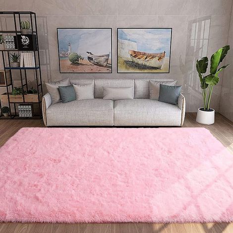 Teppich Hochflor Shaggy Wohnzimmer Schlafzimmer Rosa 120 x 160 cm (1/5)