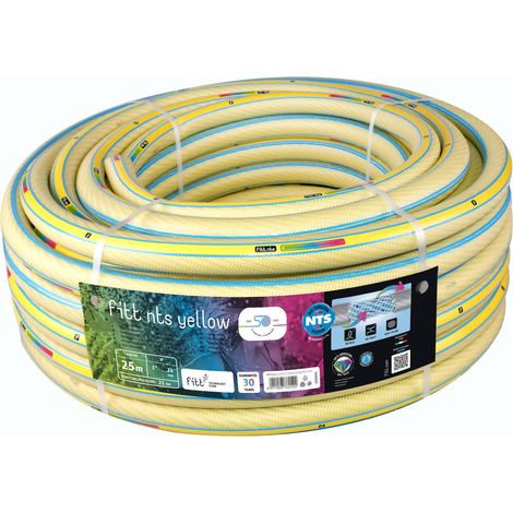 FITT NTS YELLOW 1" (25 mm) 25m – Tubo Giardino Flessibile e Robusto Made in Italy Struttura Innovativa Rinforzata NTS Senza Torsioni Resistenza UV Abrasione Temperature estreme