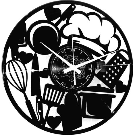 Horloge Murale Chef Maison Décoration Ameublement Salle à Manger Restaurant Coutellerie Cuisine Salon (1/4)