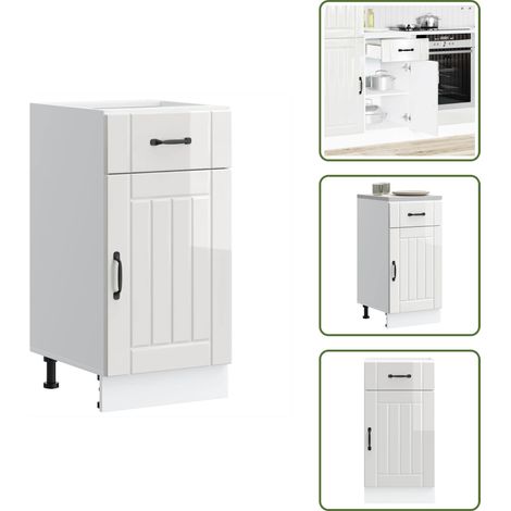 Küchen-Unterschrank Lucca Hochglanz-Weiß Holzwerkstoff - Küchenunterschrank - Küchenunterschränke - Spülenunterschrank - Unterschrank Für Küche (1/5)
