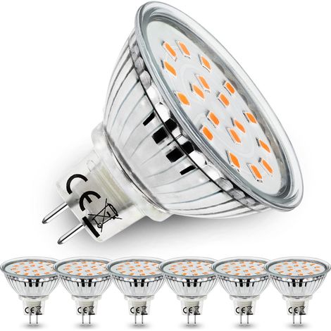Ampoule LED MR16 GU5.3 12V 5W (Équiv. 45W Halogène),Blanc Chaud 3000K,Angle 120°,Non Dimmable,Lot de 6 (1/5)