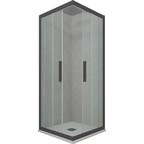 Eck-Duschkabine in PVC 90x100 Klarglas Anthrazit Kolors