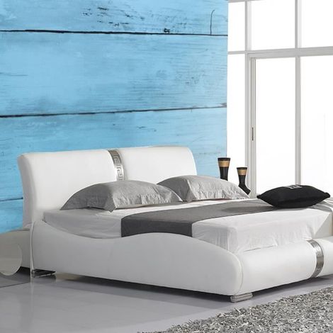 Papier peint 3D imperméable en PVC, rouleau autocollant imitation bois 10 m x 0,45 m - Décoration salon/chambre - Bleu érable (1/4)