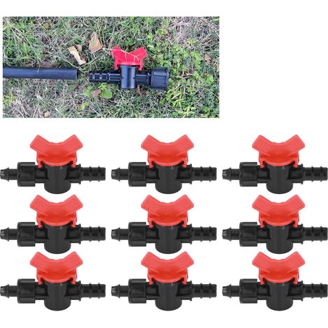 10 unités/vente de vanne de dérivation pour tuyau d'irrigation goutte à goutte, mini-vanne pour tuyau de 16 mm, raccord rapide, petite vanne d'irrigation, vanne de dérivation à emboîtement avec écrou (1/5)