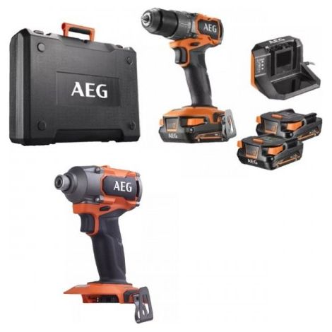 Pack perceuse à percussion Brushless 18V + Visseuse à chocs Brushless 18V - CK18-AC-2BL-X02B - AEG Powertools
