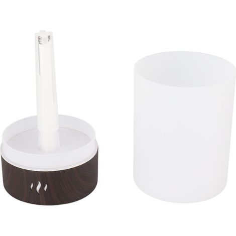 Mini humidificateur 260 ml, rechargeable par USB 5 V, avec veilleuse LED colorée, aspect bois foncé, idéal pour la chambre, le bureau ou la voiture. (1/5)