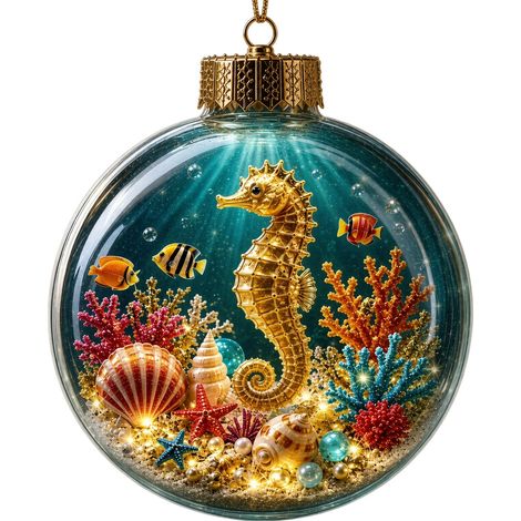 Boule de Noël en cristal sur le thème de l'océan, décoration pour sapin de Noël, boule de cristal lumineuse, cadeau de Noël, style K avec lumières. (1/5)