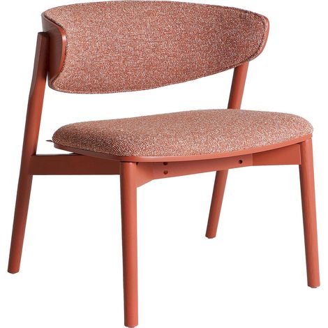Fauteuil vintage en bois de frêne finition corail marbré - Corail marbré et bois naturel (1/5)