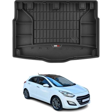 Tapis de Coffre 3D TPE Premium Compatible avec Hyundai i30 II 2011-2017 - Bac de Protection de Coffre Intérieur antidérapant Revêtement de Coffre Bords Hauts pour Voiture Noir