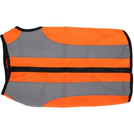 Vêtements de sécurité nocturnes pour animaux de compagnie : veste réfléchissante légère avec fermeture éclair pour chiens, orange fluorescent, taille XL. (1/5)