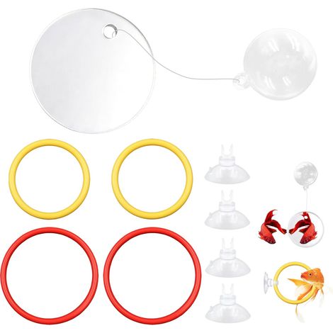 Kit Jouets Aquarium Betta - 5 Pièces - Plastique Et Acrylique - Anneaux Et Miroir - Exercice Poisson (1/5)
