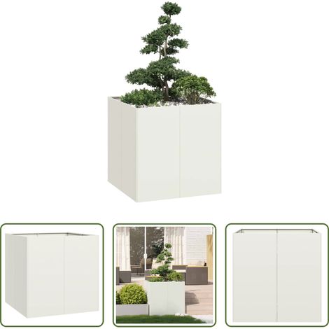 Balkonkasten -  Pflanzgefäß Weiß 80x80x80 cm Stahl (1/5)