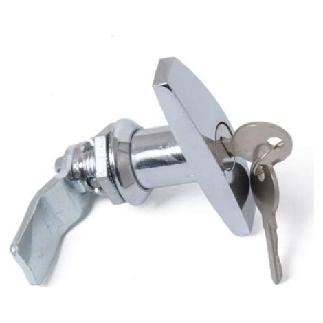 Serrure à Poignée en T avec Clé, Alliage d'Aluminium Loquet de Porte de Remorque Verrouillage de Poignée en T Verrou Universel de Poignée en T pour Trailers Campers,Argent (1/5)