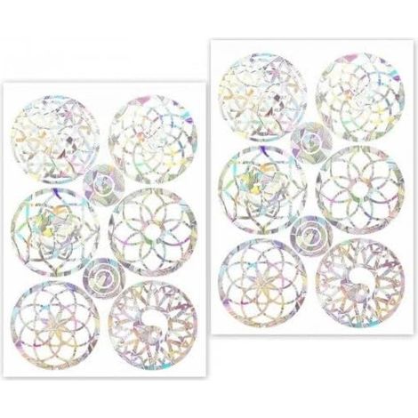 Lot de 90 stickers prisme fenêtre ronds anti-oiseaux, effet arc-en-ciel mandala, statique réutilisable (1/4)