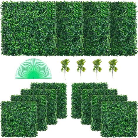 VEVOR 12 Pezzi Artificiale Pannello da Siepe di Bosso, 50,8 x 50,8 cm, Siepi Artificiali, Recinzione Artificiale Bosso, Edera Finta Effetto Realistico Decorazione Plastica Verde, Spessore da 4 cm
